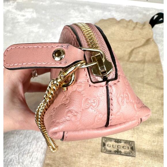 GUCCI pink guccissima leather wristlet cosmetic pouch bag Very Pretty! GREAT - Picture 5 of 16